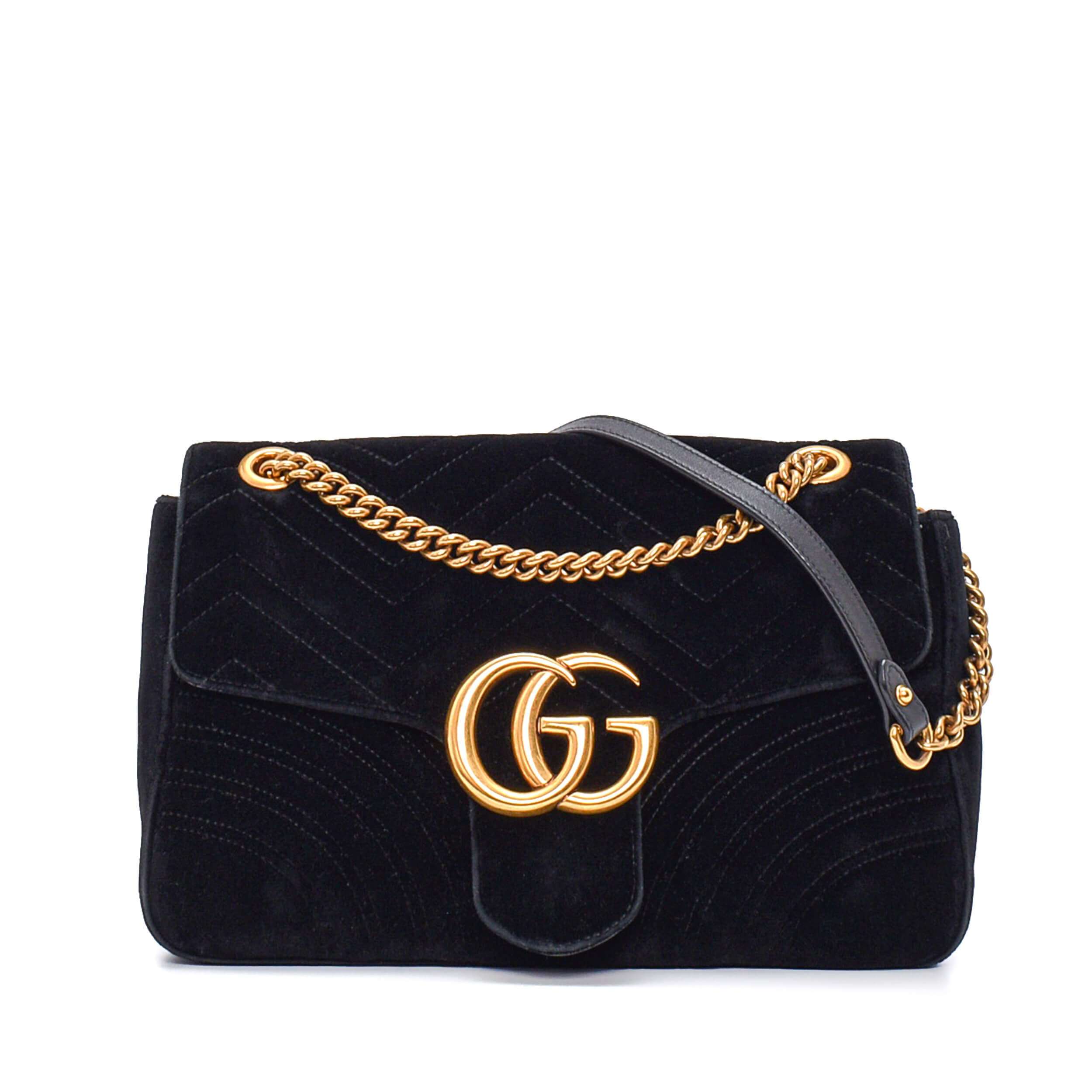 Gucci - Black Velvet Marmont Matelasse Large Bag